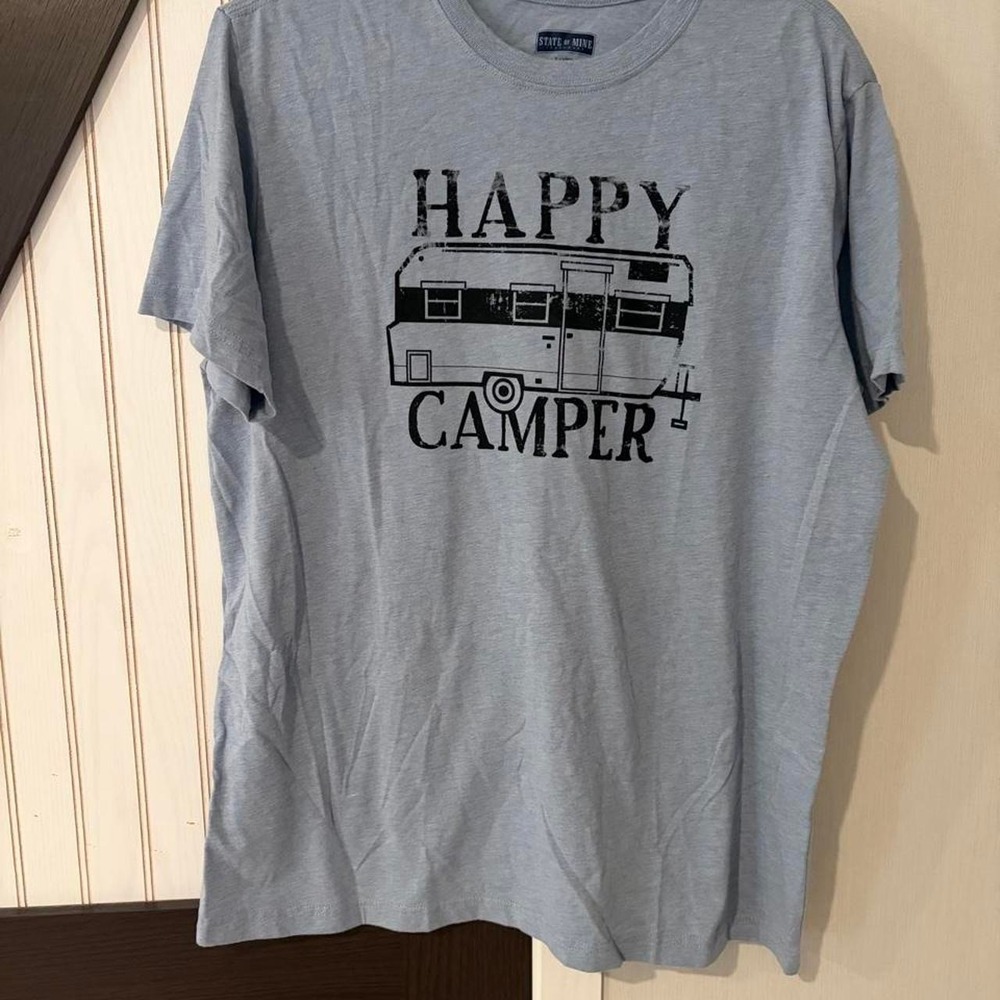 State of Mine Happy Camper Tee with black camper graphic Size L